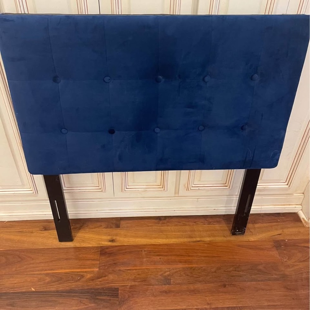 Blue Velvet Upholstered Headboard